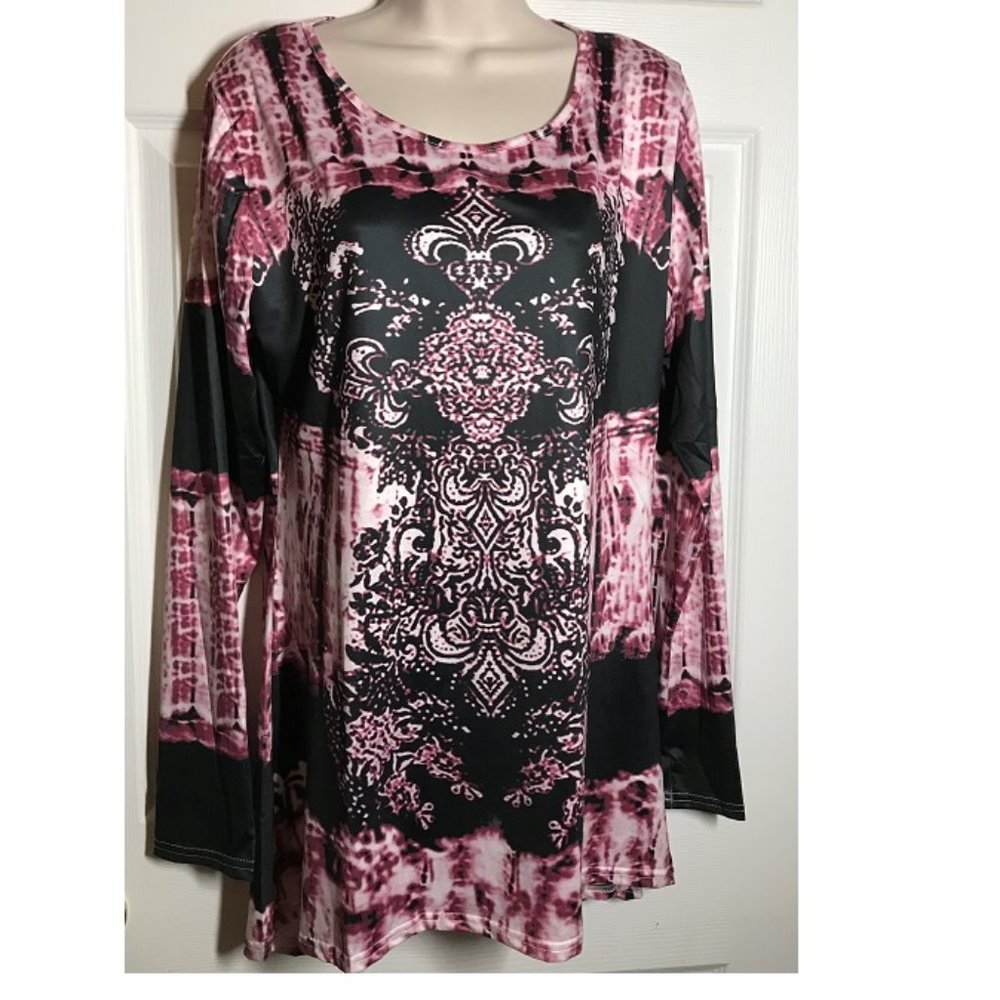 Mindful Souls Pink & Black Tunic Top ~ L
